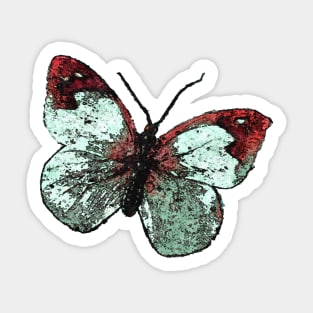 Painted White and Red Butterfly Garden Sticker